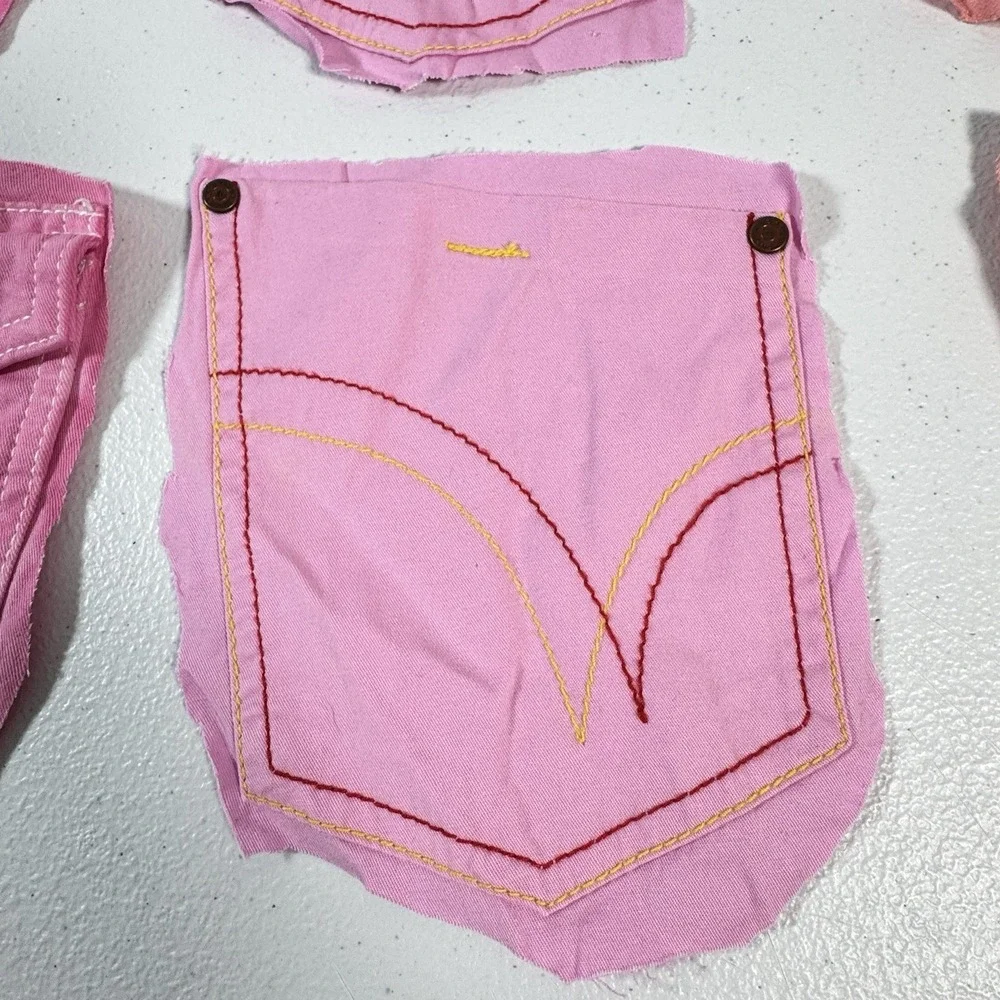 Denim Pockets For Crafts Pink 17 Pairs